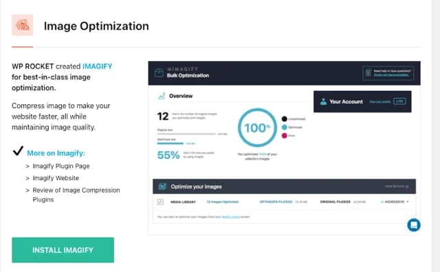 WP-Optimize imagify add on