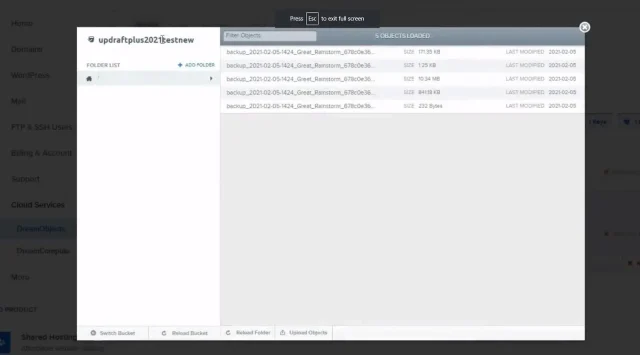 Objects loaded window