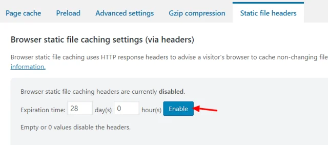 Browser static file caching