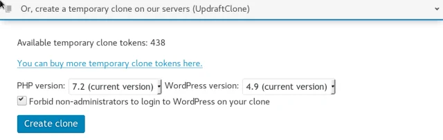 UpdraftClone temporary versions