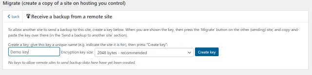 Migration guide demo key