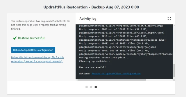 Migration guide restore