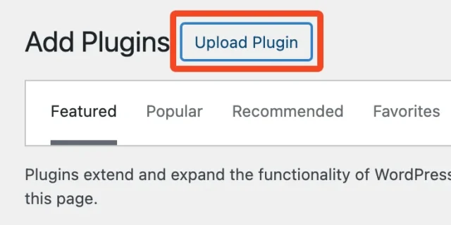 Uploading a plugin to your WordPress site