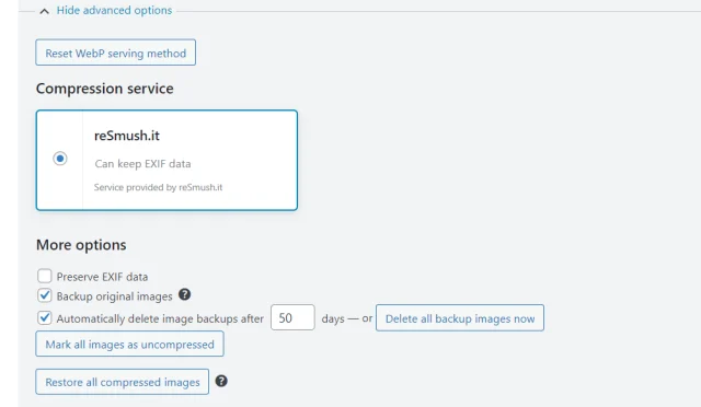 WP-Optimize images_EXIF