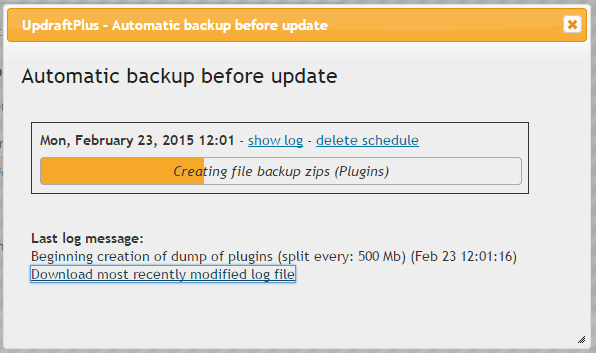 Creating file backup zips