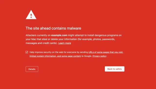 Google browser warning