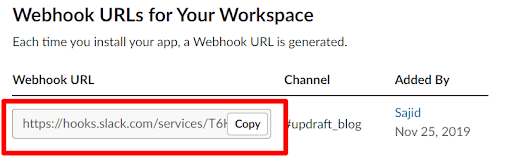 Webhooks to workspace