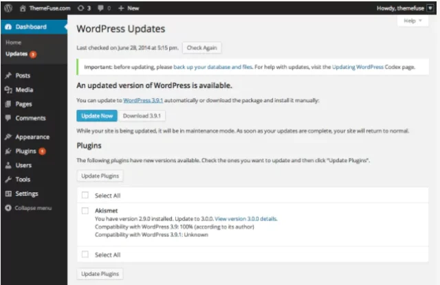 WordPress dash