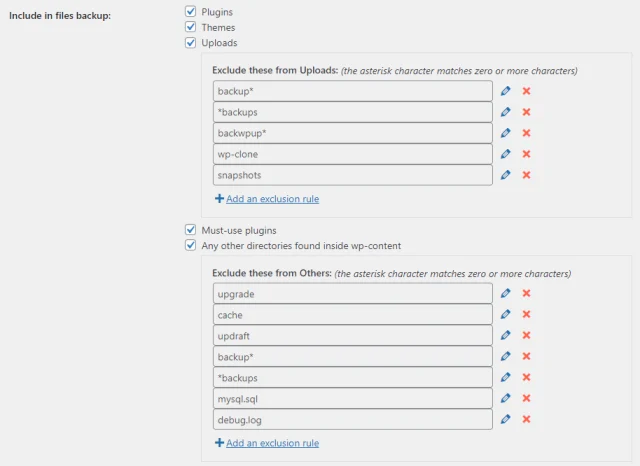 What to include in files backup