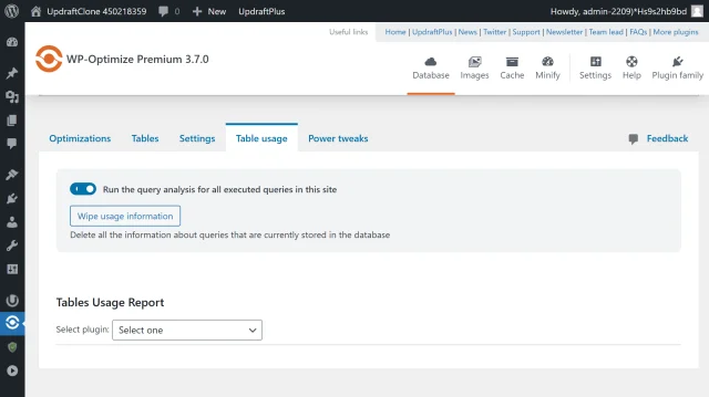 Identify slow plugins feature WP-Optimize